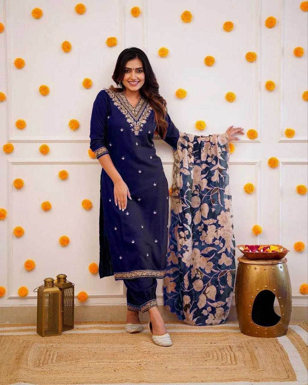 Viscose Rayon Embroidery Designer Suit - MYLUXURY LANE ENTERPRISE